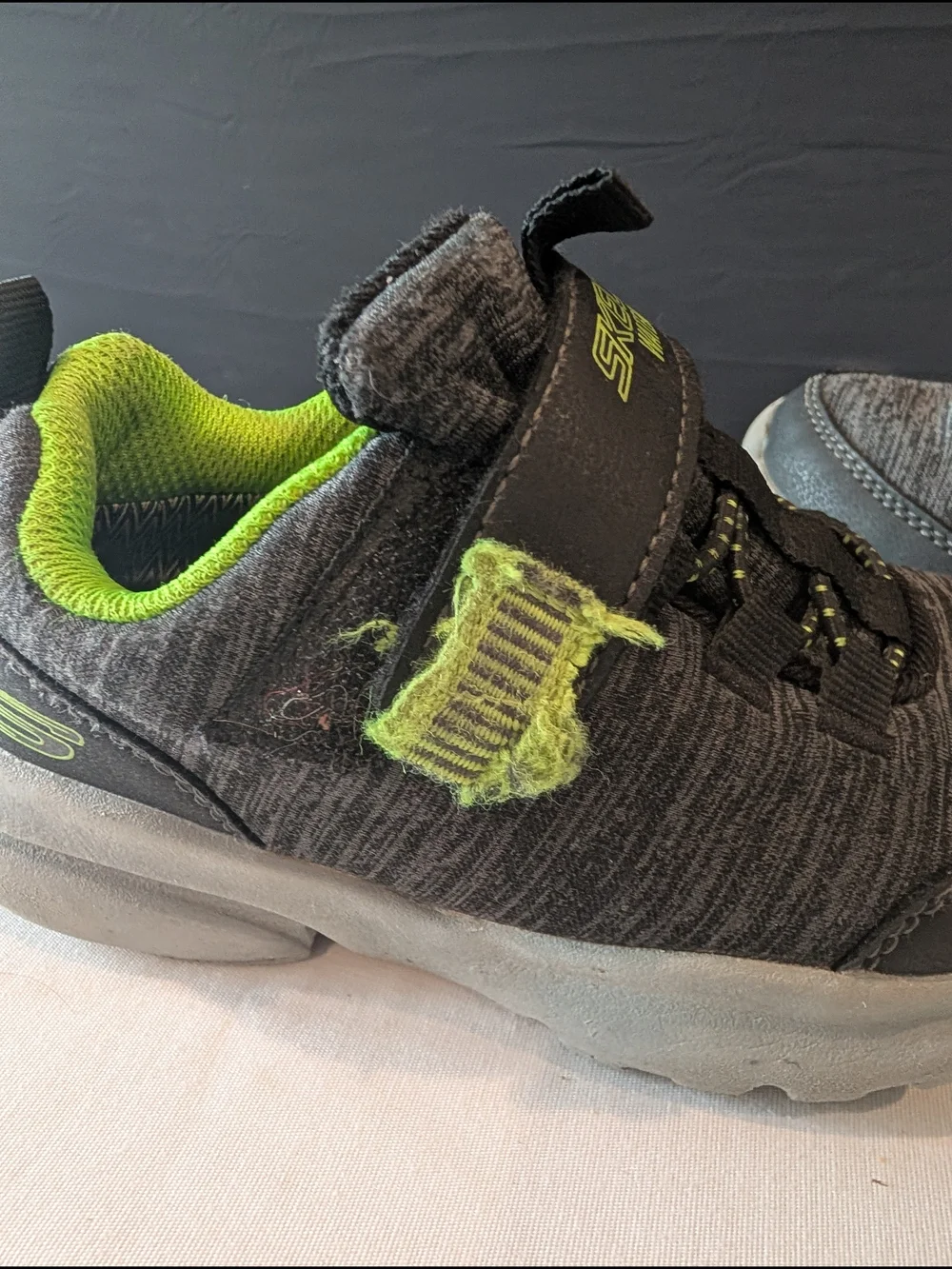 Skechers Kids Grey and Green Waterproof Athletic Sneakers - Picture 4 of 5